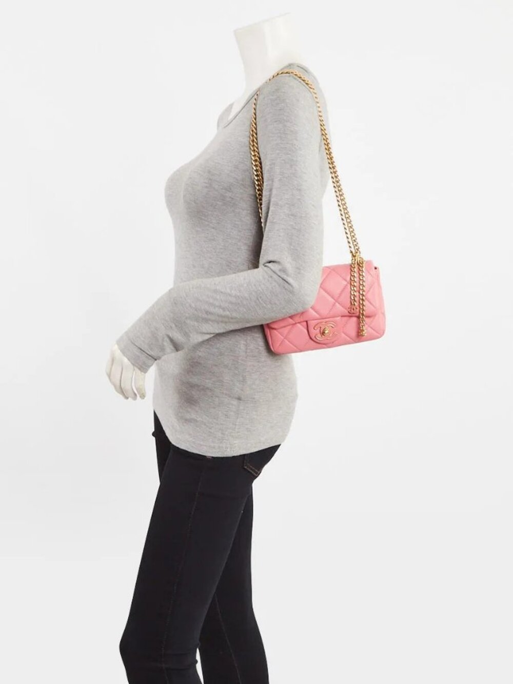 Chanel Pink Quilted Lambskin Leather Pending Enamel CC Square Mini Flap Bag